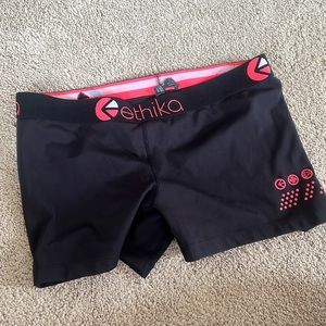 Ethika Women’s M black w/hot pink trim workout shorts